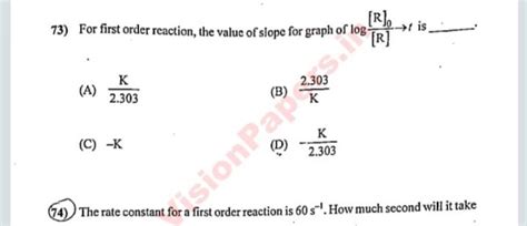 For first order reaction, the value of slope for graph of logR0 →t is..