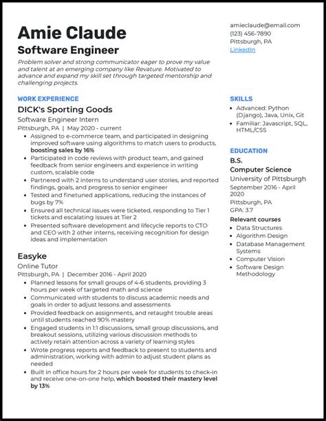 Image result for Entry Level Software Engineer Resume Example