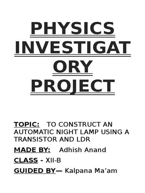 Image result for Physics Project for Class 12 Working