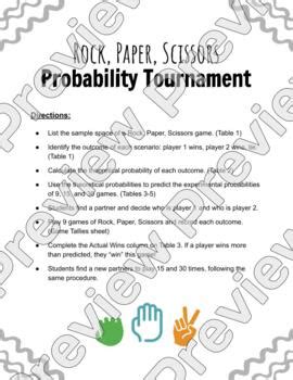 Image result for Rock Paper Scissors Probability Worksheet