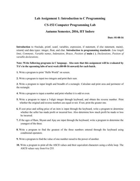 Image result for Programming C Paper Assignment Front Page