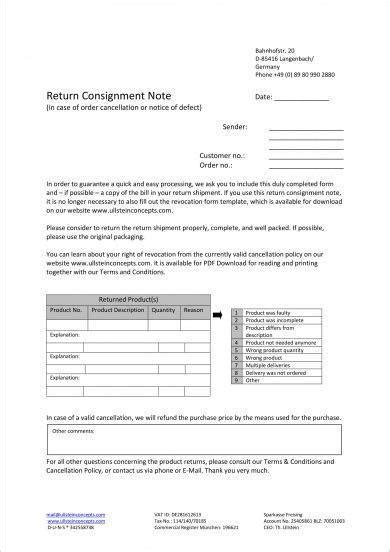 Afbeeldingsresultaten voor Example Completed Consignment Note