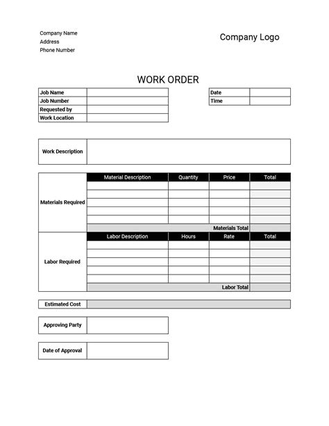Work Order Form Design に対する画像結果