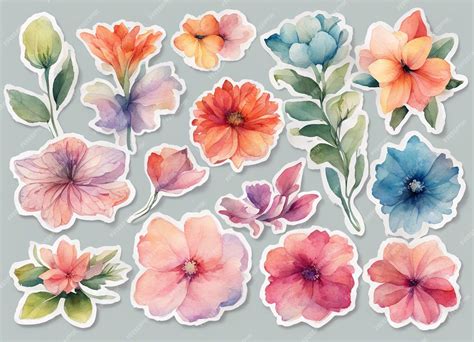 Premium Photo | 10 flower stickers the whole page is full of stickers ...