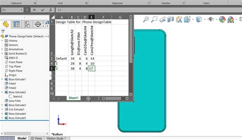 Toradh íomhá ar Inserting a Design Table in SolidWorks Drawing