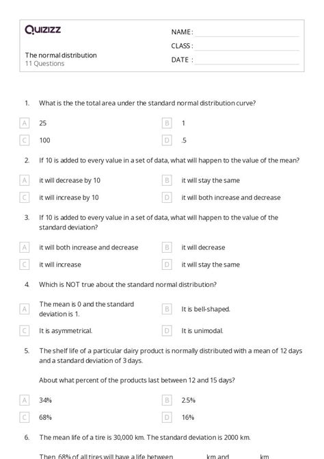 Toradh íomhá ar Normal Distribution Projwct Work Sheet