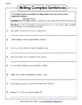 Image result for Complex Sentences Worksheet 3rd Grade