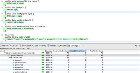 Toradh íomhá ar Eclipse Java Special Code Covreage Command