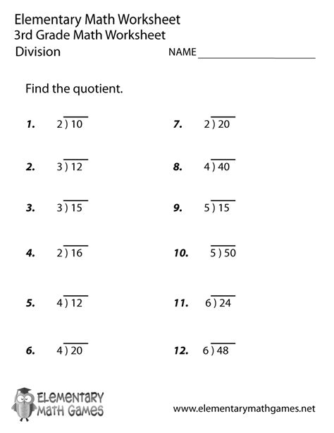 Image result for 3rd Grade Math Worksheets Multiplication and Division