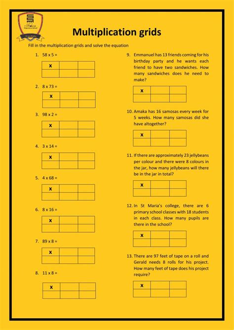 Image result for Multiplication Grid Worksheet