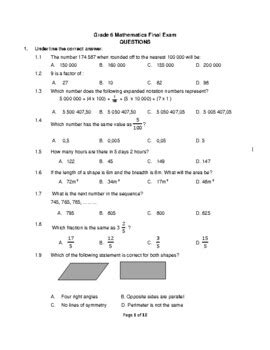 Image result for Math Test Grade 6