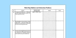 Image result for 2 Step Addition and Subtraction Word Problems