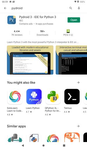 Toradh íomhá ar Android Tablet Python IDE