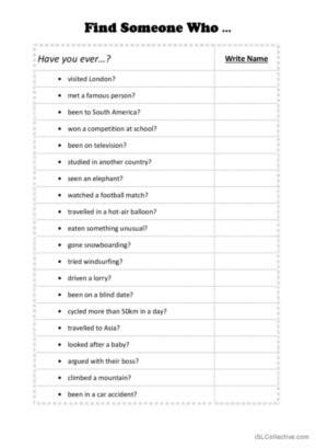 Afbeeldingsresultaten voor Create Find Someone Who Worksheet