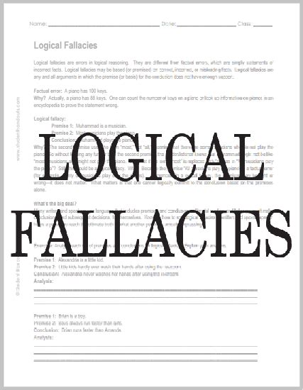 Logical Fallacies Worksheet に対する画像結果