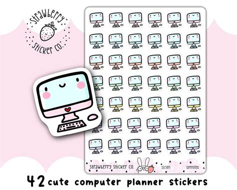 Cute Computer Stickers - Kawaii Pastel Planner Sticker Sheet SSC1093 - Etsy