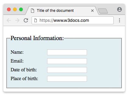 Image result for Field Set Tag HTML