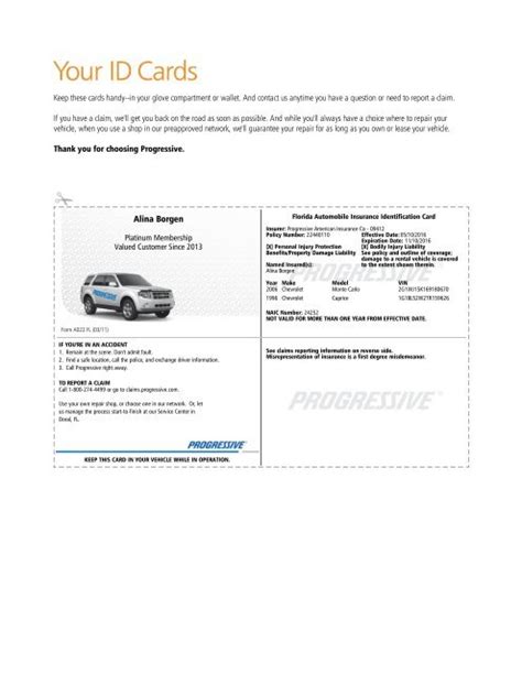 Afbeeldingsresultaten voor Progressive Insurance Identification Cards