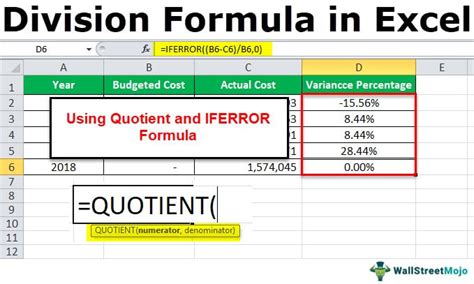 Image result for How to Create a Division Formula Excel