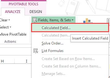 Image result for How to Add Calculated Field in PivotTable