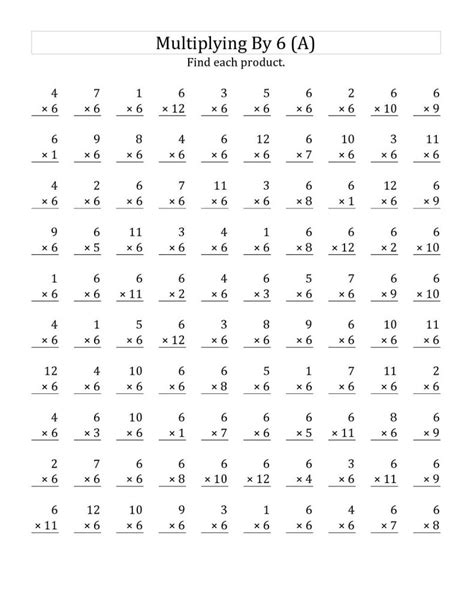 Image result for Multiplication 6 Worksheet Printable