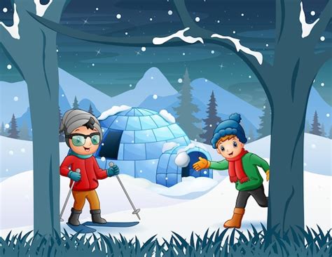 Image result for Winter Kids Playing Background