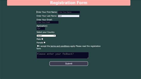 Image result for Registration Form HTML Code