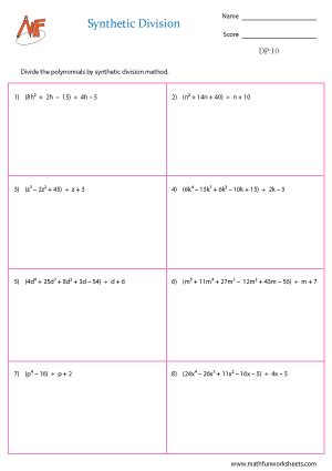 Image result for Divide Polynomials Worksheet