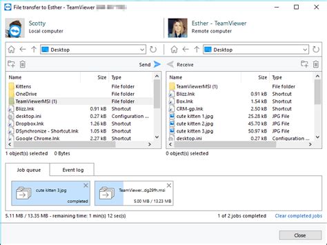 Toradh íomhá ar TeamViewer File Transfer