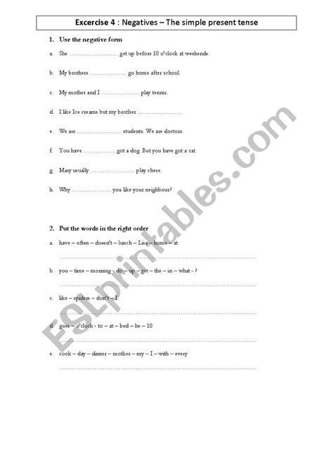 Image result for Present Simple Negative Form Worksheet