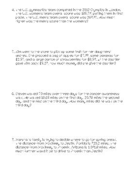 Math Story Problem Sheet 4th Grade に対する画像結果