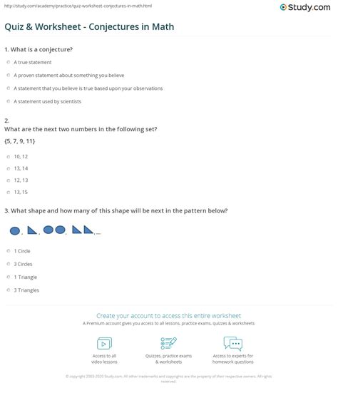 Image result for Conjecture in Math Worksheet