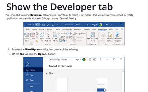 Image result for Developer Tab in Word Tutorial