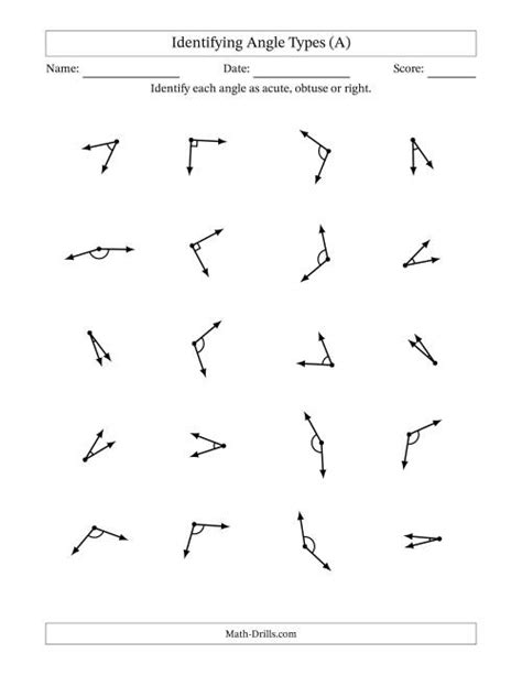 Image result for Classification of Angles Worksheet