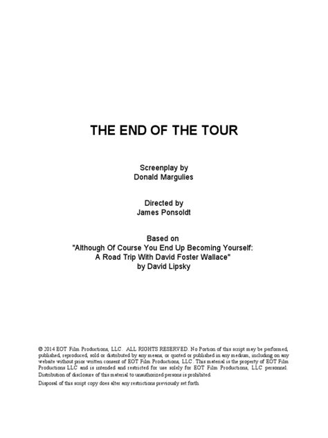 Image result for End of Tour Script