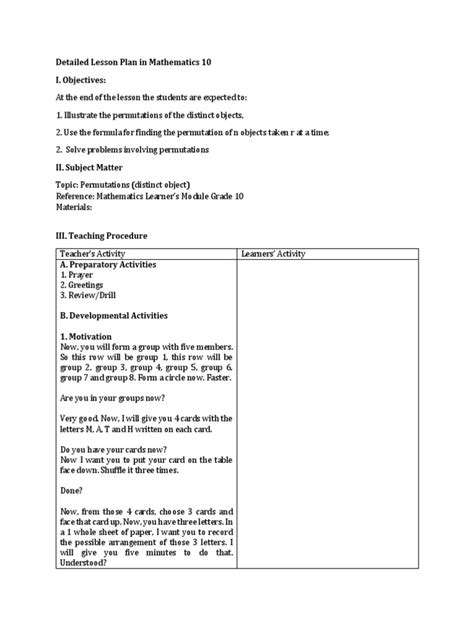 Image result for Math 10 Lesson Plan