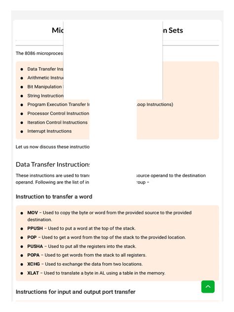 Microprocessor - 8086 Instruction Sets | PDF | Integrated Circuit ...