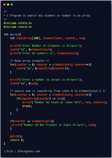 Image result for Linear Search in C Programming Code