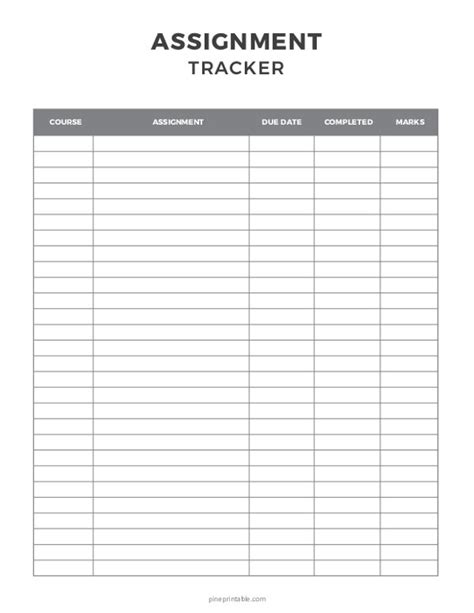 Image result for Assignment Tracker Template Cute