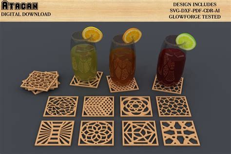 Image result for Glowforge Patterns Free for Coasters