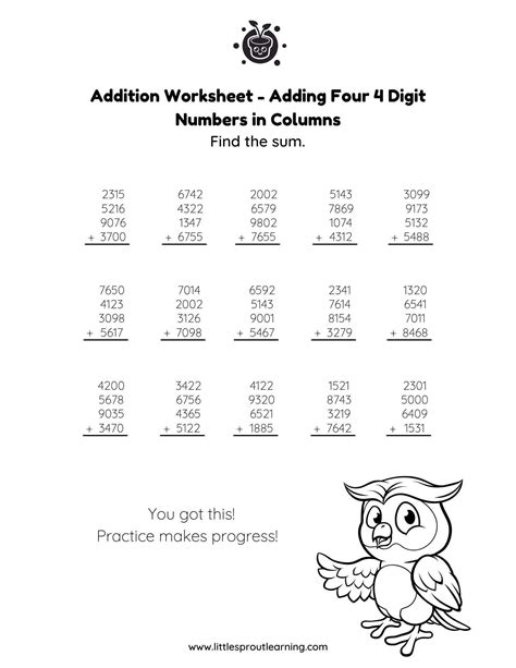 4th Grade Math Worksheets Addition に対する画像結果