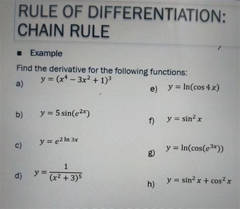 Toradh íomhá ar Chain Rule of Differentiation Examples