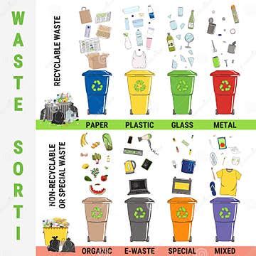 Toradh íomhá ar Waste Sorting. Types