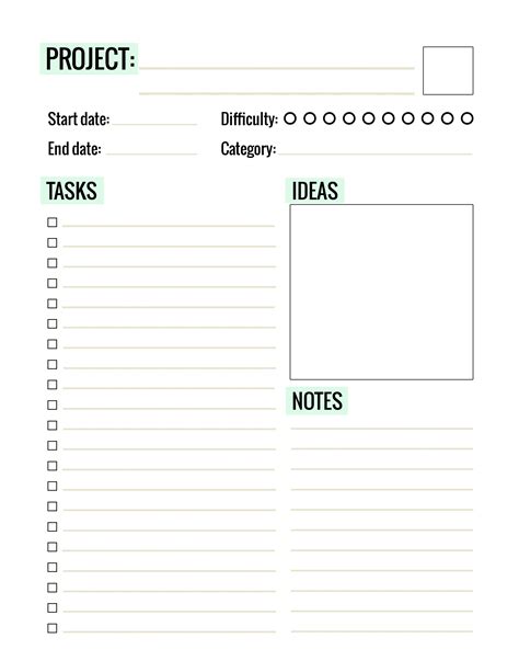 Image result for Printable Project Planner