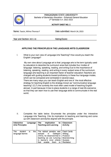 Image result for The Principles of Language Learning Activity