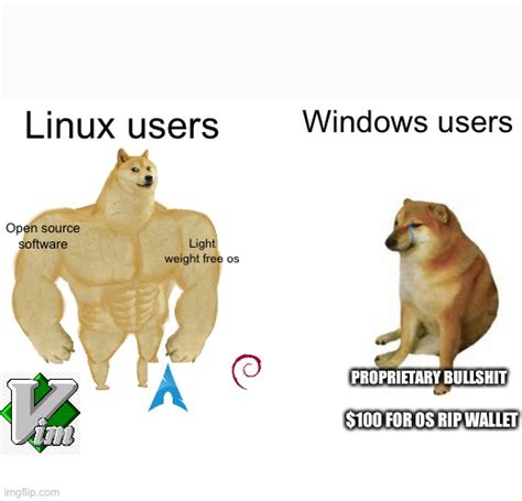 Afbeeldingsresultaten voor Linux vs Windows Open Source Meme