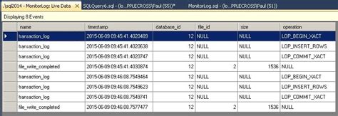 SQL Database Activity Log に対する画像結果