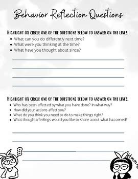 Image result for Behavior Reflection Questions for Students