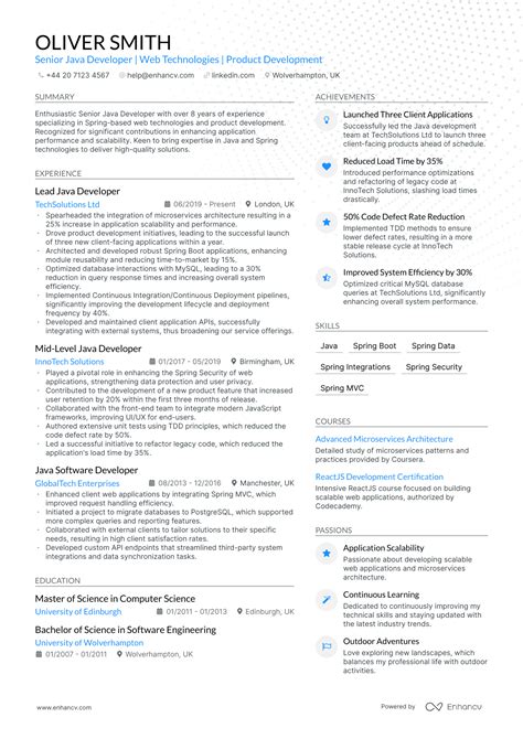 Image result for Java Developer CV Sample