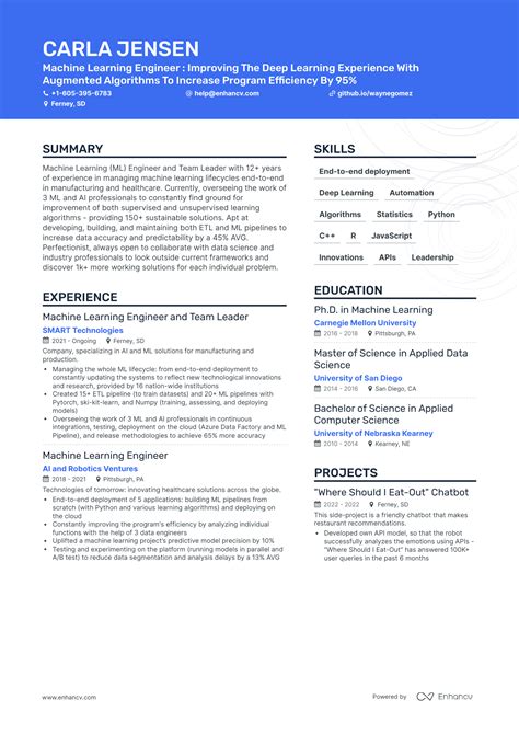 Image result for Graduate Machine Learning Resume